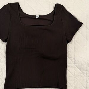 UNIQLO Ribbed Women's Top Dark Brown